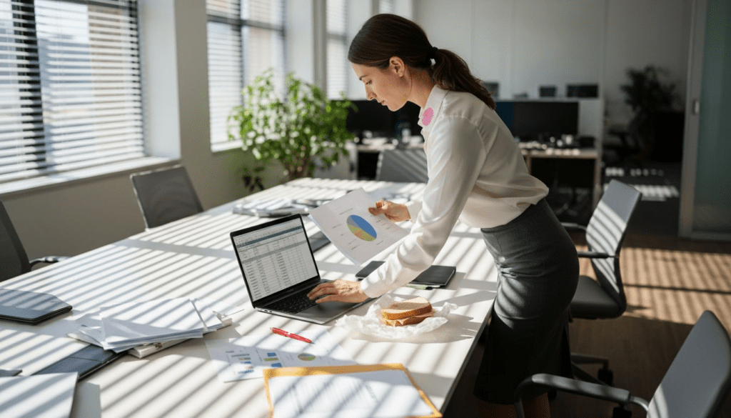 Auditor checking financial report for accuracy