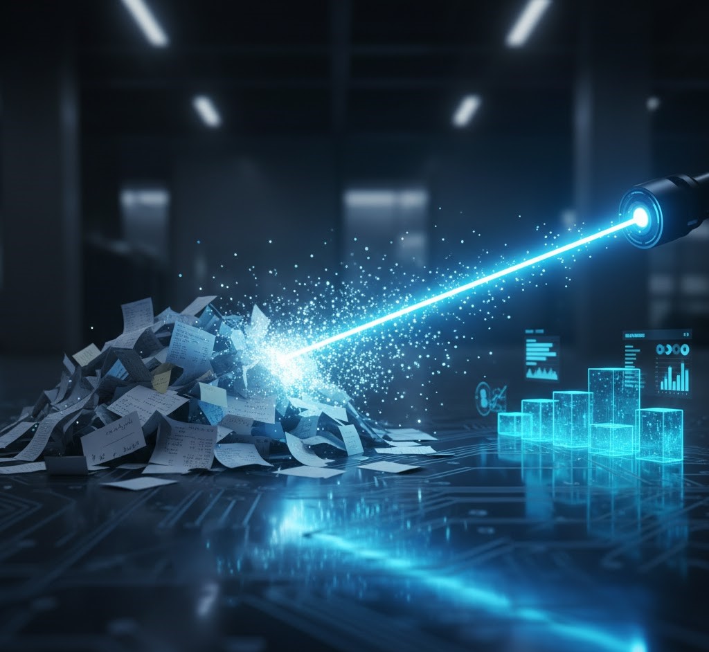 AI technology successfully processing dark data like crumpled receipts and handwritten notes into structured formats