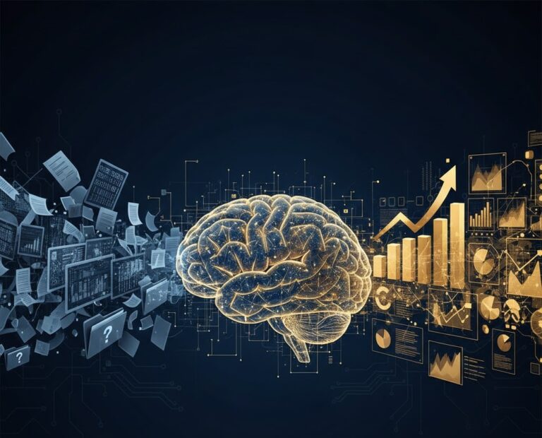 Concept illustration of business data analytics explained showing financial growth and data structuring