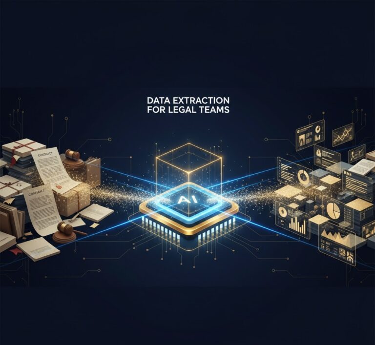 Concept illustration of data extraction for legal teams analyzing complex contracts