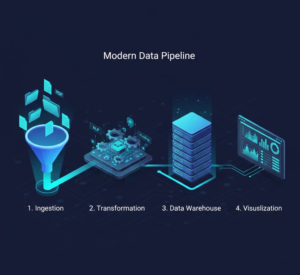 The 4 stages of a data pipeline architecture for business data analytics