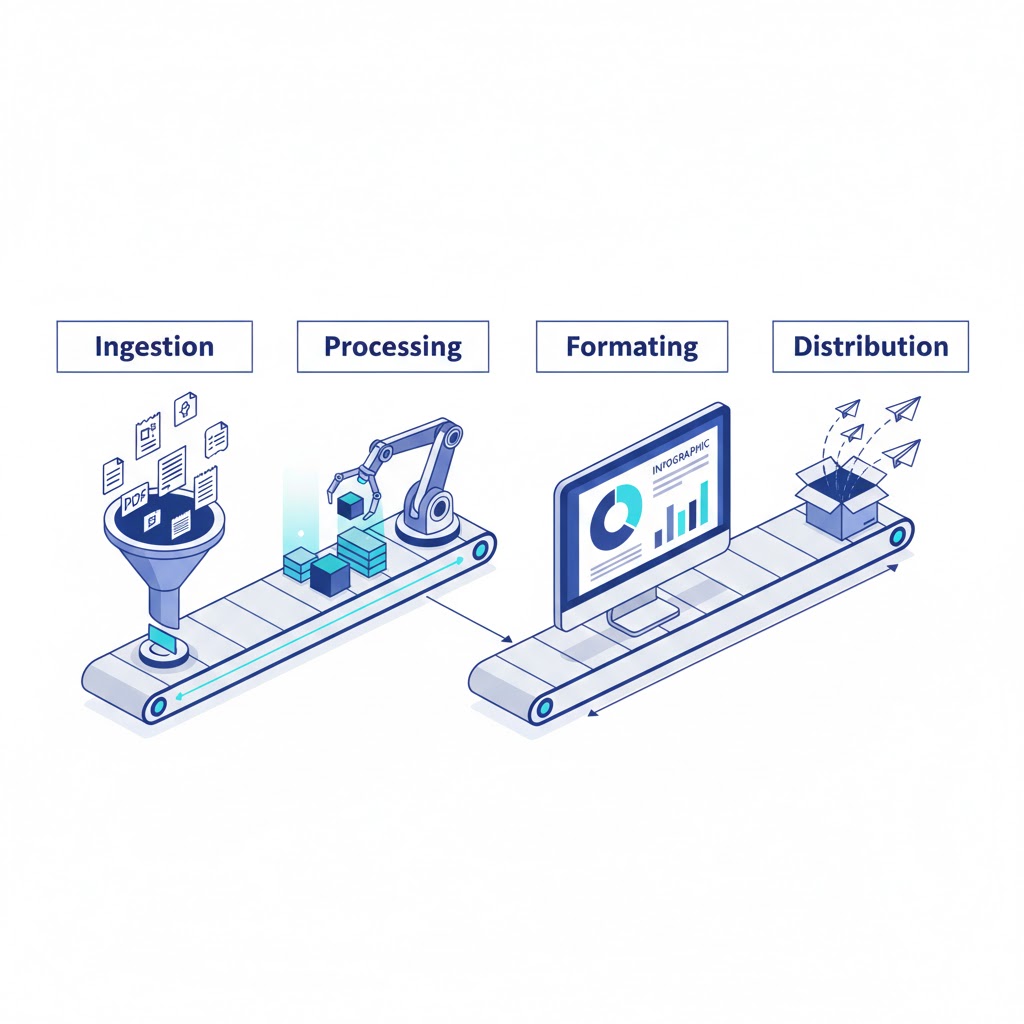 The 4-step architecture diagram explaining what is report generation workflow.