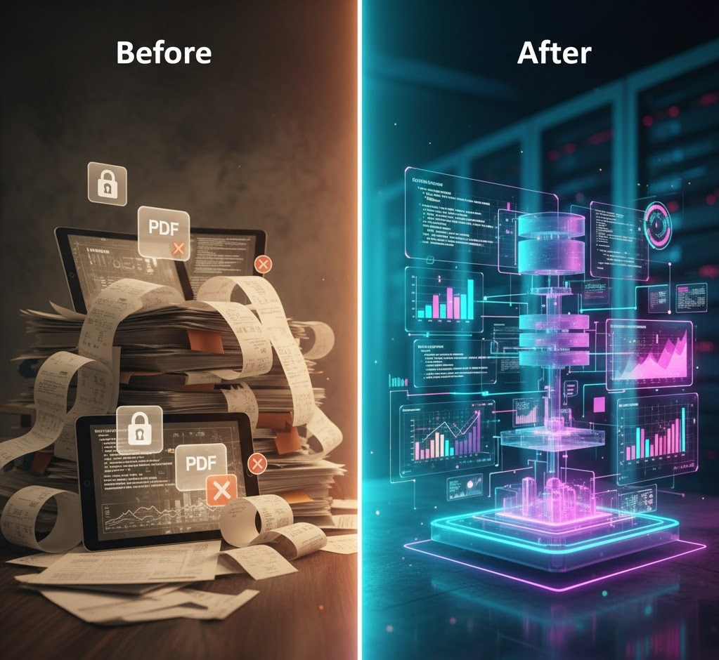 Transforming unstructured PDF documents into clean JSON data, solving the ingestion bottleneck of why integrate data analytics