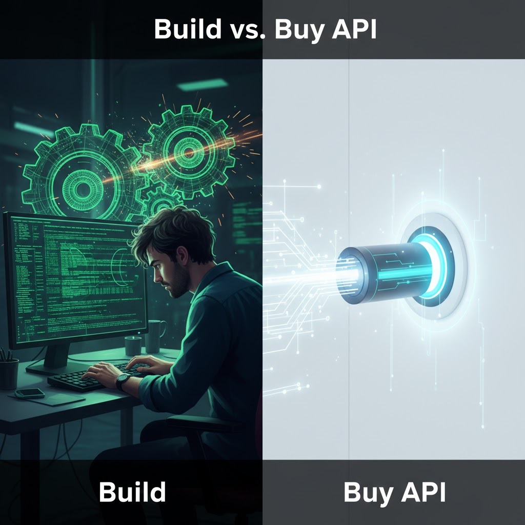Visual comparison of building internal scripts vs buying API solutions for what is excel automation