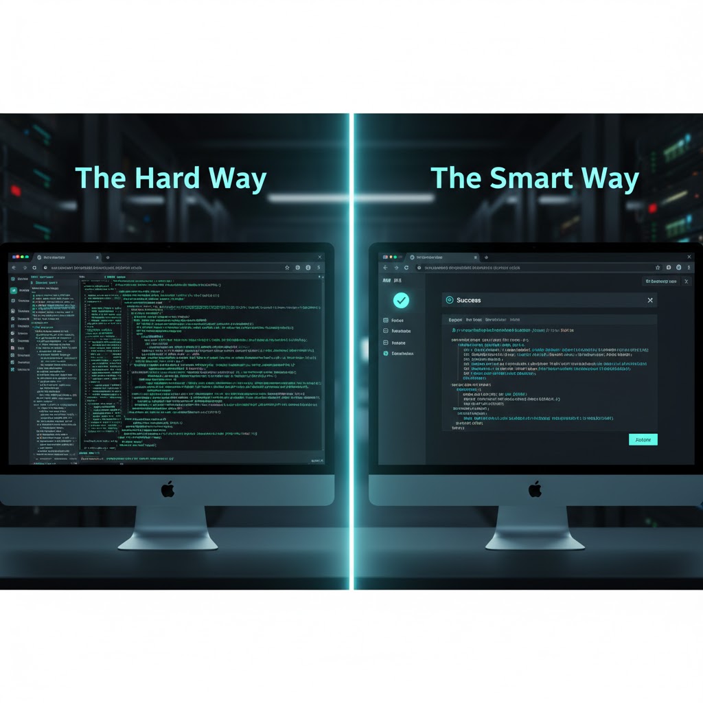 Visual comparison of using Python code vs No-Code API for learning how to extract data from documents